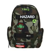 Рюкзак подростковый, 46x29x17,5см, «Хазард», 1 отд., 3 карм., 2 затяжки на лип., плотный ПЭ, нашивки