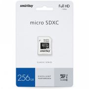 КАРТА ПАМЯТИ SMARTBUY MICROSDXC 256GB UHS-I CL10 +АД, SB256GBSDCL10-01