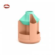 Подставка настольная вращающаяся пластиковая ErichKrause Mini Desk, Pastel Bloom, персиковый с зеленым