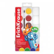 Краски акварельные ErichKrause Jolly Friends 12 цветов с палитрой и кистью