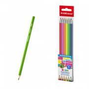 Цветные карандаши деревянные ErichKrause Inspiration Neon шестигранные, грифель 3 мм, 6 цветов