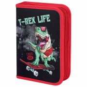 Пенал ПИФАГОР, 1 отделение, 2 откидные планки, полиэстер, 20х14 см, «T-Rex Life», 271513