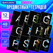 Тетради предметные, КОМПЛЕКТ 12 ПРЕДМЕТОВ, 48 л., матовая ламинация, BRAUBERG, «INTELLIGENCE», 404845