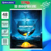 Тетрадь предметная «ПРИРОДА» 48 л., обложка картон, ИНФОРМАТИКА, клетка, подсказ, BRAUBERG, 404776