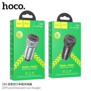 Блок питания автомобильный 2 USB HOCO Z49 Level , 2.4A, пластик, цвет: чёрный