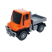 Машинка « Лена » Самосвал бортовой Мерседес Unimog U 500 Люкс серый, оранжевая кабина, пластик, 17,5см