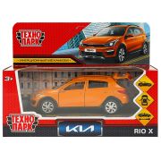 361411 Машина металл KIA RIO X длина 12 см, двери, багаж, инерц, оранжевый, кор. Технопарк