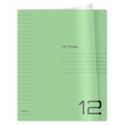 Тетрадь 12л., линия BG «UniTone. Green», пластиковая прозрачная обложка
