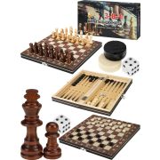 Игра 3 в 1 дерево (шахматы с магнитом, шашки без магнита, нарды) (24*12*3см) (Арт. P00032)