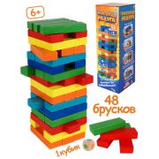Игра «Башня.Высотка Радуга»высота 24см,размер бруска:15*25*75 мм,48 эл.,в коробке(Арт.ИН-9655)