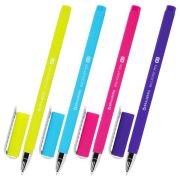 Ручка шариковая BRAUBERG SOFT TOUCH STICK «NEON», СИНЯЯ, мягкое покрытие, корпус ассорти, узел 0,7 мм, 143697