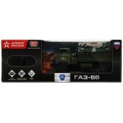 341013  Машина р/у ГАЗ 66 АРМИЯ РОССИИ, 25 см, свет, зел, кор. Технопарк