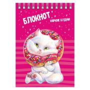 Блокнот, А6, 80 л, арт. 64305 КОТ / Блок - белый офсет 65 г/м², клетка, гребень по короткой стороне, УФ-лак сплошной,