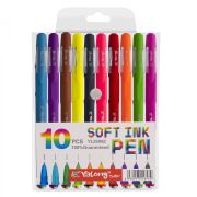 Набор шариковых ручек Yalong, 10 цветов, 1,0 мм, цветной корпус SOFT, ПВХ чехол, европодвес