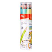 Карандаши цв. Deli EC112-24 Enovation трехгран. пластик 24цв. карт.тубус