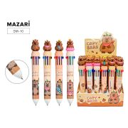 Ручка шариковая автоматическая КАПИБАРА, 10 цветная, пулевидный пиш.узел 0.7мм, корпус пластиковый цветной, сменный стержень 70 мм, картонный дисплей