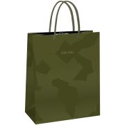 Пакет подарочный 11*14*6,5см MESHU «Green pattern», выборочный лак,  матовая ламинация
