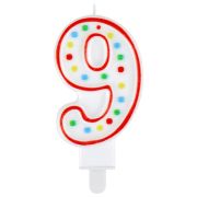 Свеча-цифра для торта «9» ДВУСТОРОННЯЯ с конфетти, 8,5 см, ЗОЛОТАЯ СКАЗКА, держатель, блистер, 591402