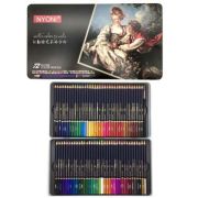 Карандаши 72 цв. Nyoni CD-406/NY-10 акварельные, деревянные, заточенные, в металлической коробке, кисть синтетика в комплекте N2872 (1/3/24)