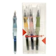 Ручка перьевая DC-62 (син) 0,5мм, 4штуки, с грипом, прозрачный корпус, цвета ассорти, в уп ПВХ (1/33/264)