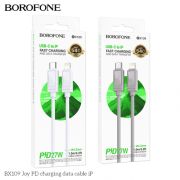 Кабель Type-C - 8 pin Borofone BX109 Joy, 1.0м, 3.0A, PD27Вт, пластик, цвет: серый
