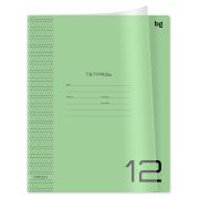 Тетрадь 12л., частая косая линия BG «UniTone. Green», пластиковая прозрачная обложка