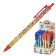 Ручка шариковая автоматическая « Hatber » 2*2-Ассорти синяя 0,7мм, чернила на маслянной основе, ассорти, непрозрачный пластиковый корпус, картонный дисплей(Шариковые автоматические ручки с таблицей умножения. Хорошая эргономика. Специальный пишущий