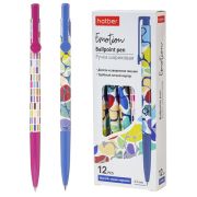 Ручка шариковая автоматическая « Hatber » Emotion (Эмоция) синяя 0,7мм, чернила на масляной основе, цветной пластиковый корпус, картонная упаковка(Шариковые автоматические ручки с эмоциональными современными патернами. Хорошая эргономика. Специальны