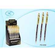 Ручка шариковая автоматическая « Piano » в дисплее синяя 0,7мм чернила на масляной основе, прозрачный пластиковый корпус, золотистый клип
