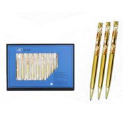 Ручка шариковая « Basir » синяя 0,7мм металлическая, поворотный механизм, комбинированный корпус- нижняя часть корпуса золотого цвета, прозрачная часть корпуса с плавающей золотой слюдой