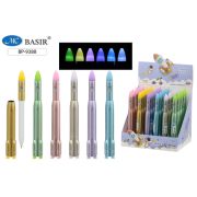 Ручка шариковая « Basir » Ракета+фонарик синяя, 0,7мм, толщина письма 0,35мм, цветной корпус, ассорти
