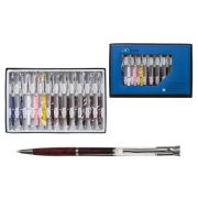 Ручка шариковая « Basir » Elegant синяя 0,7мм металлическая, поворотный механизм, комбинированный корпус-нижняя часть корпуса цветная /ассорти/, прозрачная часть корпуса со стразами