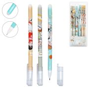 Ручка пиши-стирай « KWELT » Basketball, гелевая 0,38мм синяя, с силиконовым ластиком, ассорти 3 дизайна, пластиковая упаковка