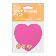 Блок самоклеящийся бумажный ErichKrause Heart Neon, 50 листов, розовый