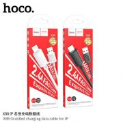 Кабель Type-C - 8 pin HOCO X88 Gratified, 1.0м, круглый, 2.4A, силикон, PD20W, цвет: белый упакован
