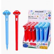 Ручка шариковая с подсветкой МАШИНКИ, СИНЯЯ, пулевидный пиш.узел 0.7мм, корпус пластиковый, сменный стержень 100 мм, 2 цвета в ассортименте, картонный дисплей