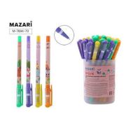 Ручка шариковая INDIAN, СИНЯЯ, чернила на масляной основе, игольчатый пиш. узел 0.7 мм, цветной пластиковый корпус с резиновым грипом, 4 дизайна, сменный стержень 144 мм, туба