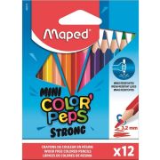 862812 COLOR'PEPS MINI STRONG Цветные карандаши повышенной прочности, мини, пластиковые, 12 цветов, в картонной коробке с подвесом (10228020/240225/5028799/09 , КИТАЙ)