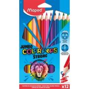 863312 COLOR'PEPS JUMBO STRONG Цветные карандаши повышенной прочности, макси, пластиковые, 12 цветов, в картонной коробке с подвесом (10228010/080424/5083511/08    , КИТАЙ)