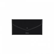 Папка-конверт на кнопке пластиковая ErichKrause Diamond Total Black, обшитая, Travel, непрозрачный, черный (в пакете по 4 шт.)