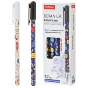 Ручка шариковая « Hatber » Botanica (Ботаника) синяя 0,7мм, толщина письма 0,35мм, металлический наконечник, чернила на маслянной основе, ассорти дизайнов, колпачок с клипом, картонная упаковка, 10702070/030423/3133214