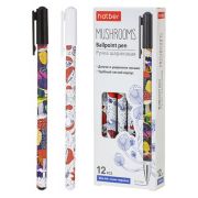 Ручка шариковая « Hatber » Mushrooms (Грибы) синяя 0,7мм, толщина письма 0,35мм, металлический наконечник, чернила на маслянной основе, ассорти дизайнов, колпачок с клипом, картонная упаковка, 10702070/030423/3133214