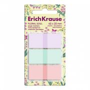 Клейкие закладки пластиковые ErichKrause Floral Soul, 45x20 мм, 60 листов, 3 цвета, z-сложение
