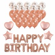 Шары воздушные НАБОР ДЛЯ ДЕКОРА «Happy Birthday», 43 шара, розовое золото, BRAUBERG KIDS, 591899