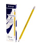 Карандаш ч/г Alingar HB, пластиковый, эластичный, с ластиком, шестигранный, заточенный, цвет корпуса салатовый, в упак. 12 шт.