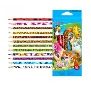 Карандаши цветные Yalong 12 цв., «ZOO-4» деревянные, шестигранные, заточенные, дизайн на корпусе, грифель 2.8 мм, картон. уп., европод.