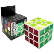 Кубик-Головоломка  DJ-220 3*3 3*3, грань 5,5см, магнитный, белый с цветными зеркальными вставками, в к/кор (2/288)