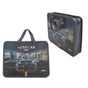 Папка для творчества А4 с ткан. ручками CJ-8096/1 «Скорость» пластиковая, молния сверху, черная с рисунком (1/120)