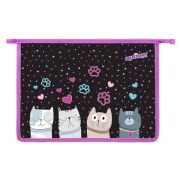 Папка для тетрадей ЮНЛАНДИЯ А4, 1 отделение, пластик, на молнии, «Cat squad», 273347