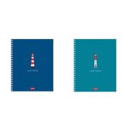 Тетрадь А5, 96 л., HATBER, гребень, клетка, Soft-touch ламинация, «Lighthouse» (микс в спайке), 089770, 96Т5лВ1гр